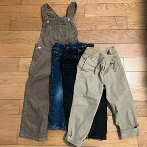 Set of 4 GAP jeans and overalls size 3